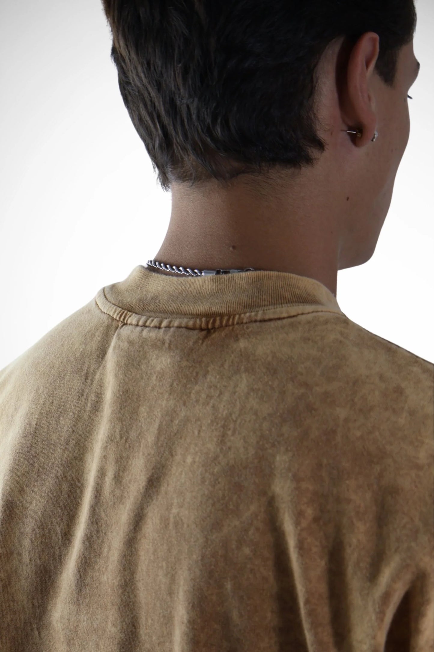 Camiseta Básica Oversize Acid Wash Amarilla