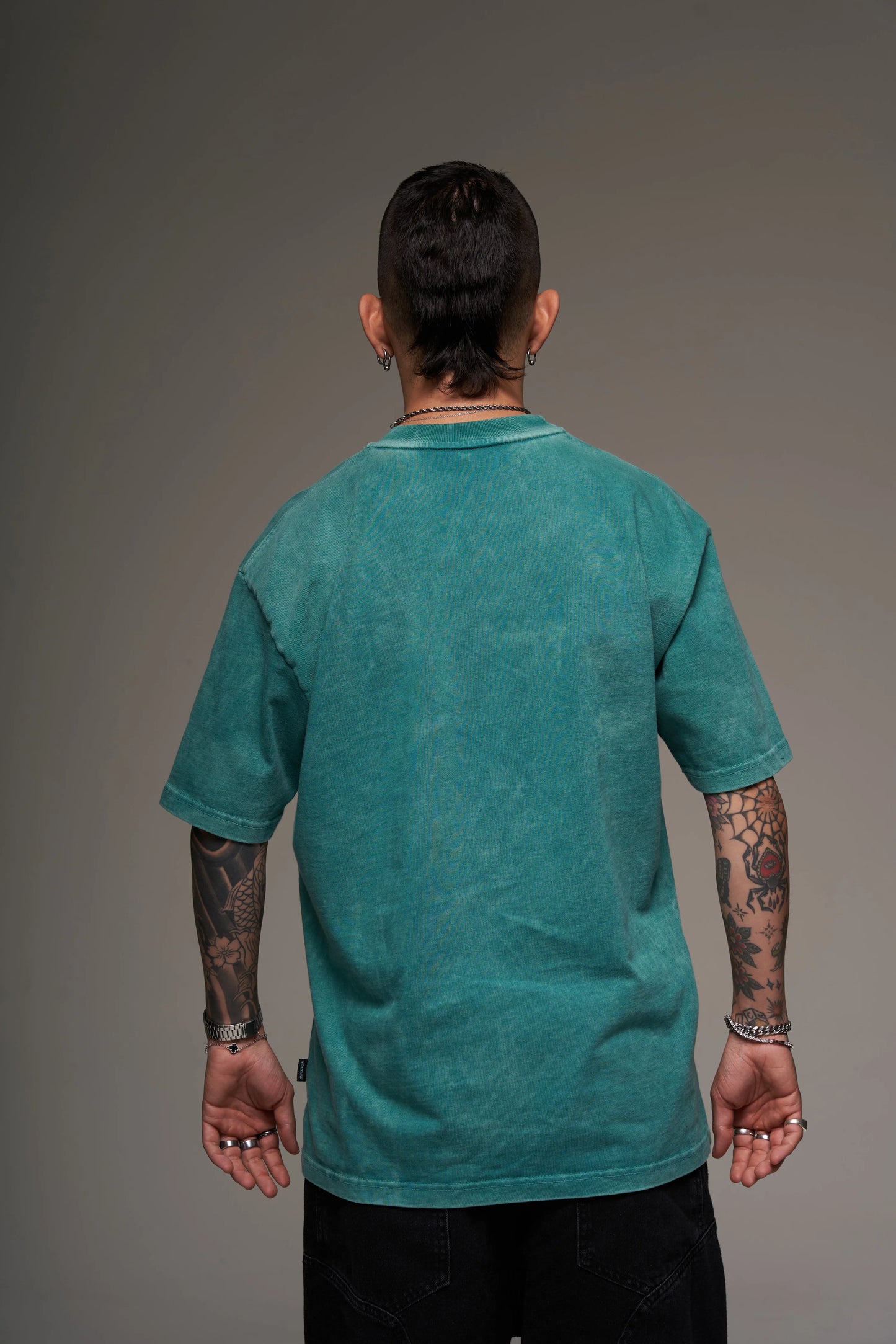 Camiseta Básica Oversize Acid Wash Verde