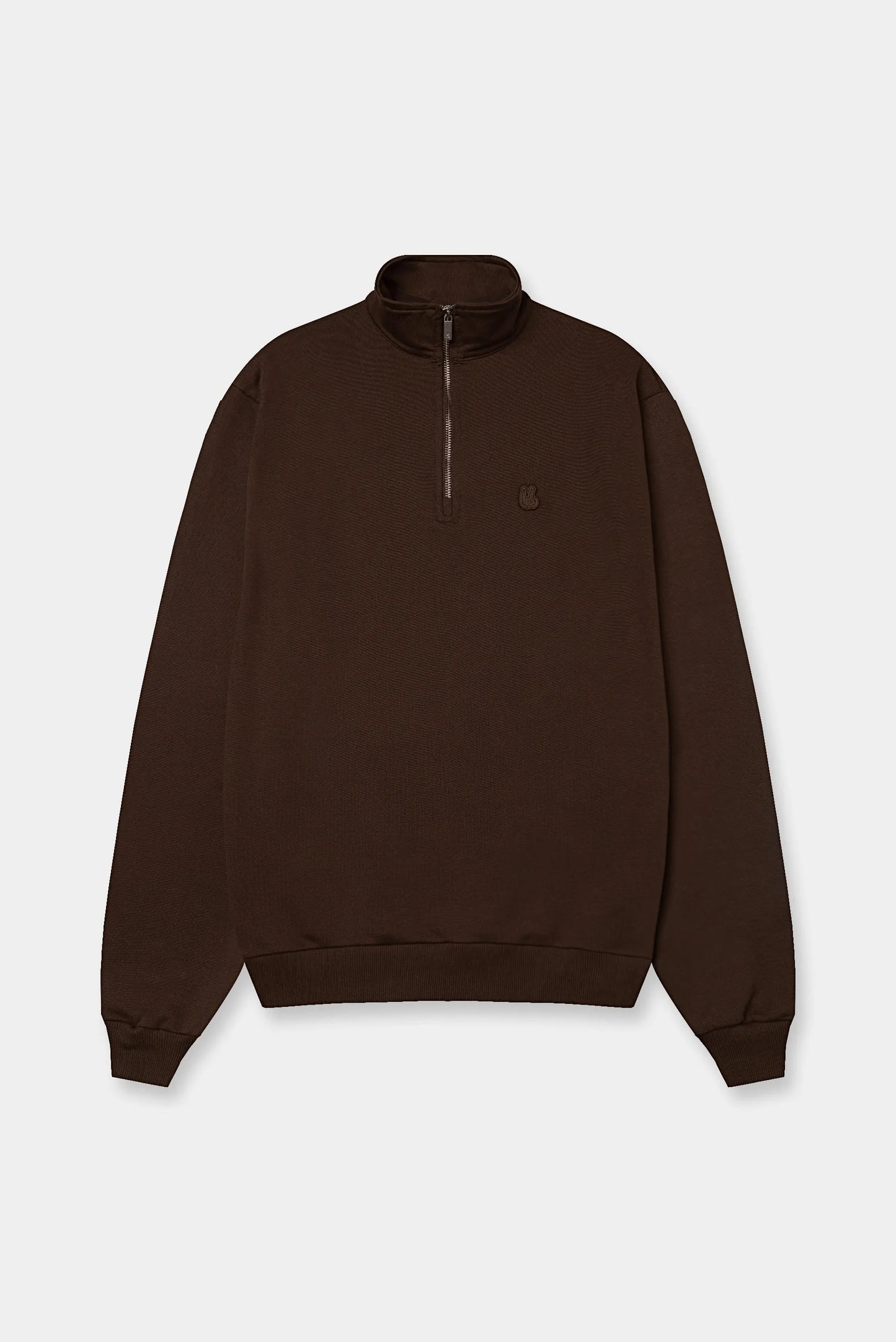 Abrigo tipo buzo pullover con cierre café