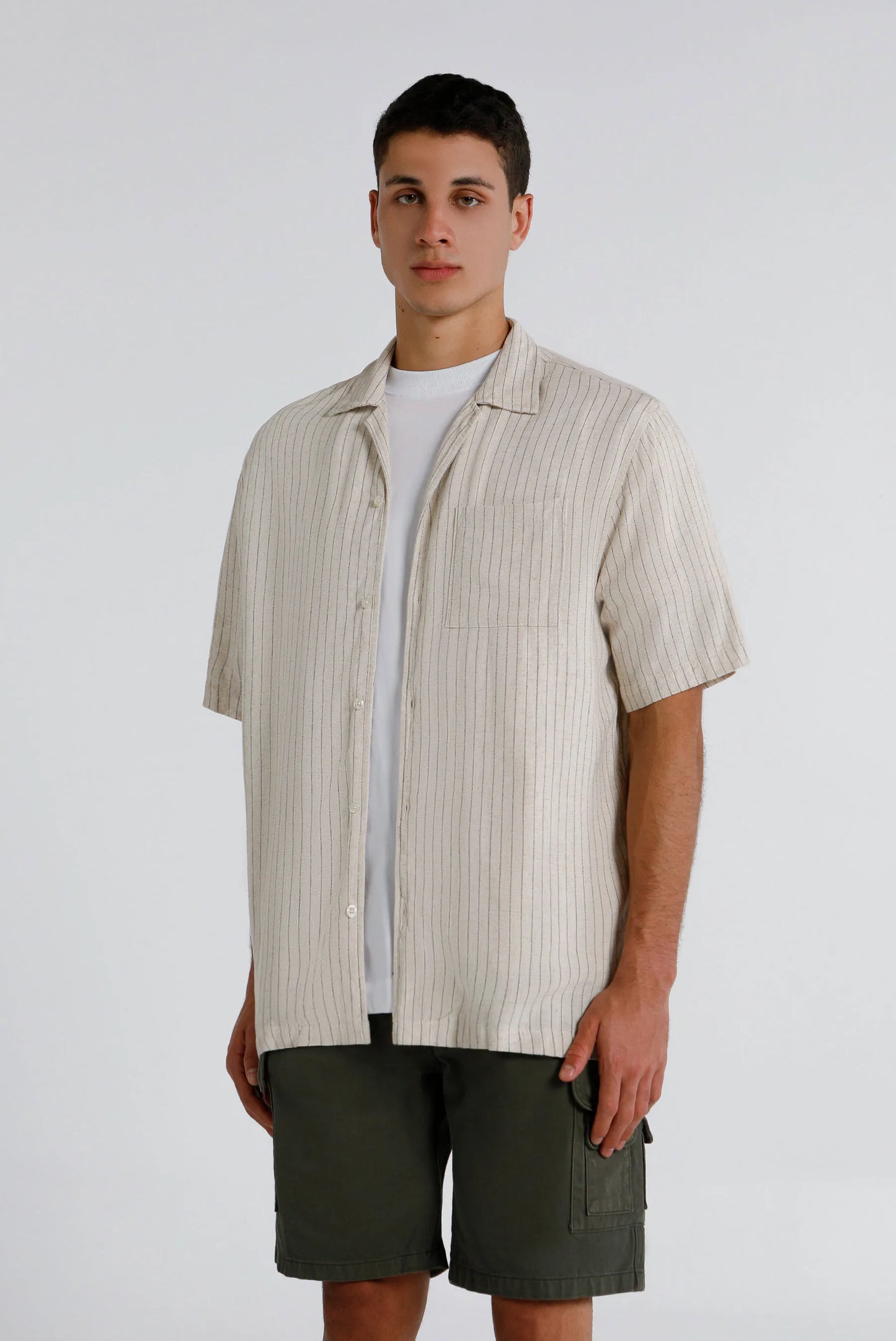 Camisa Oversize Beige Rayas