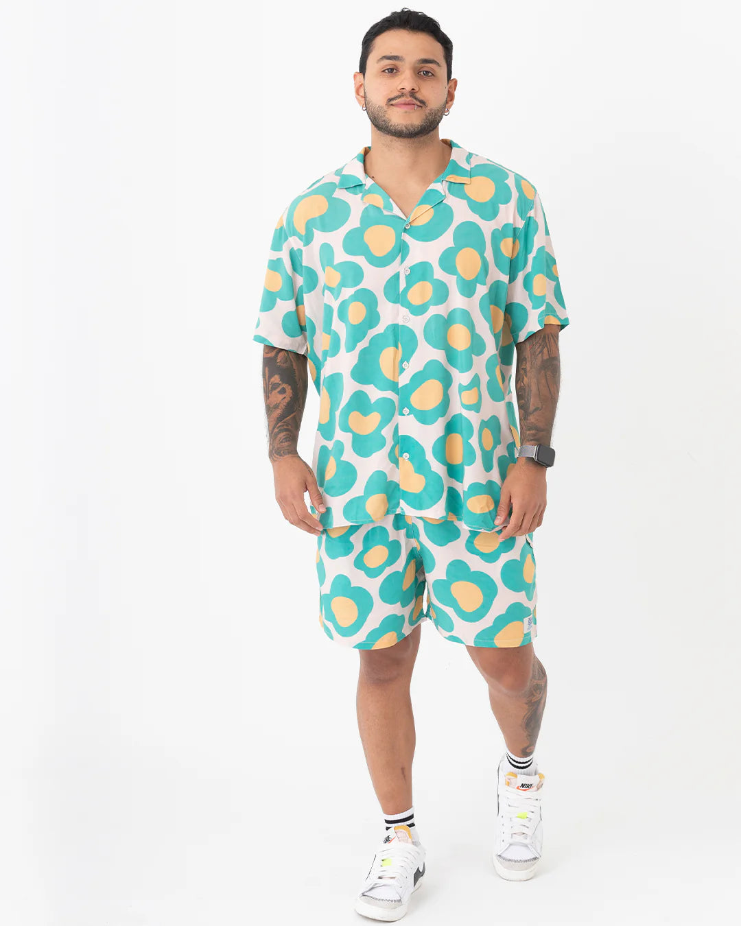 Camisa Hombre Fauna Verde y Beige