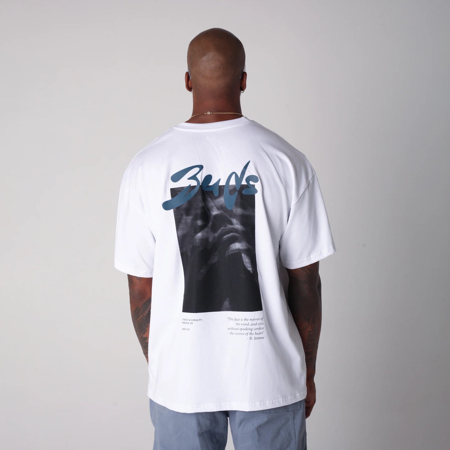 Camiseta Semi Oversize Hombre Blanco Alto Gramaje 250G