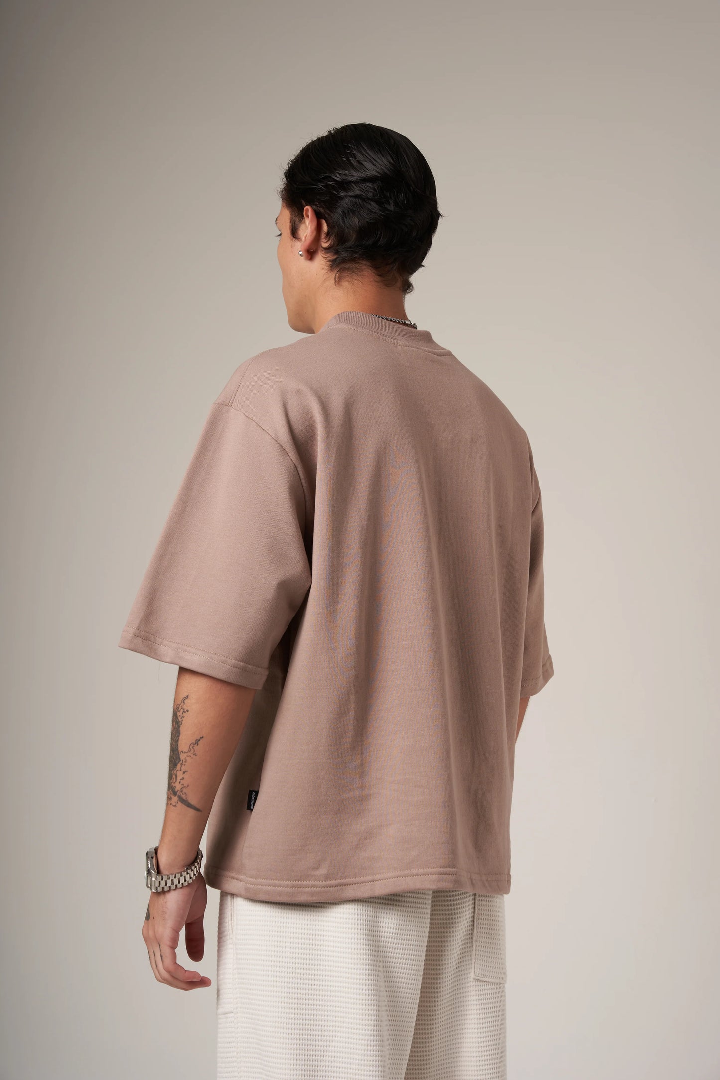Camiseta Boxy Fit 300 Gramos Caqui
