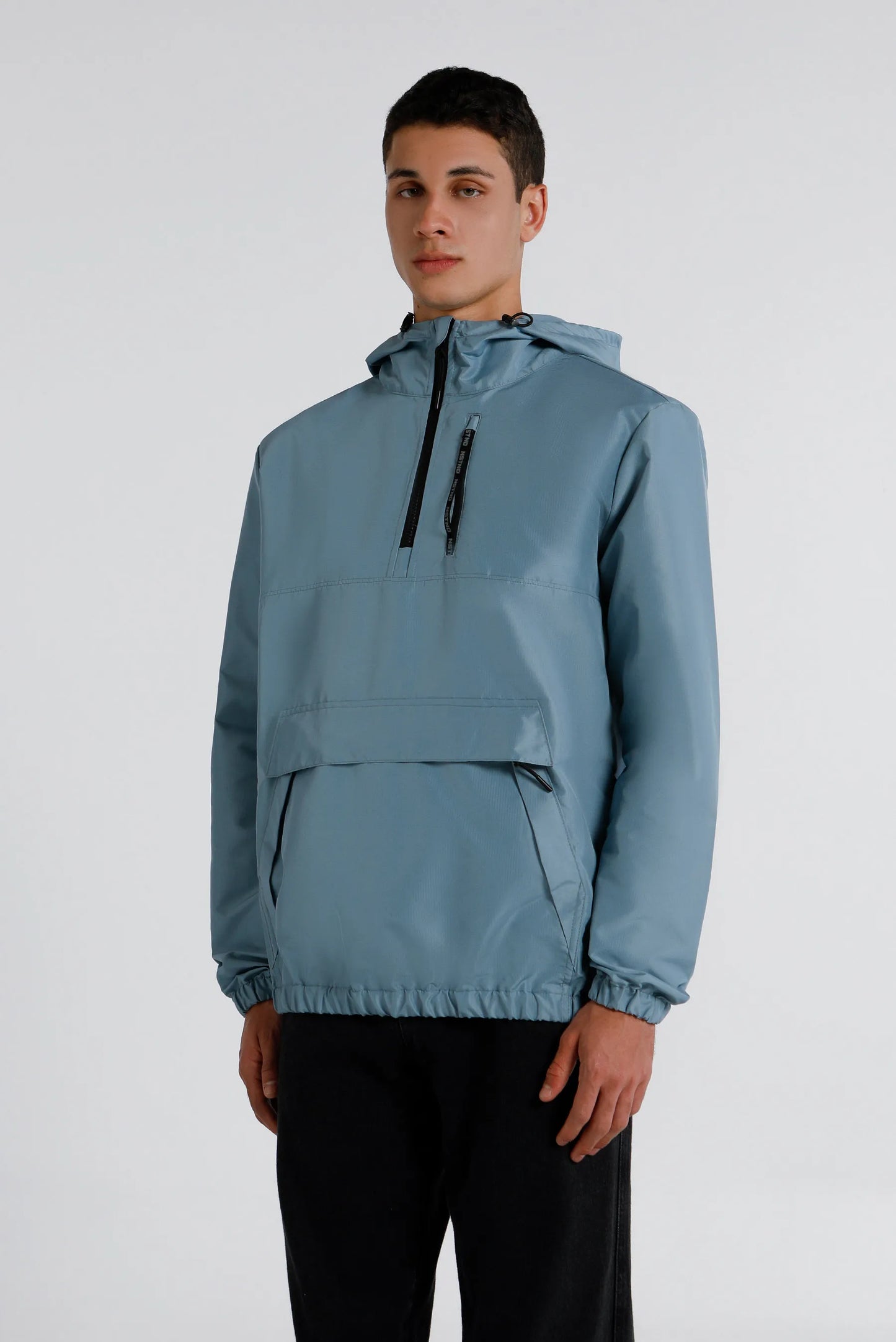 Chaqueta lisa celeste poliéster