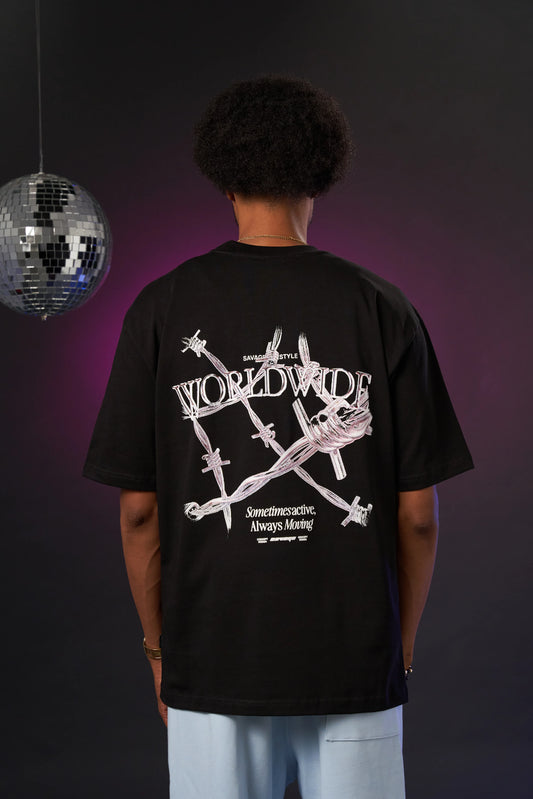 Camiseta 80s Worlwide 250 Gramos Negra