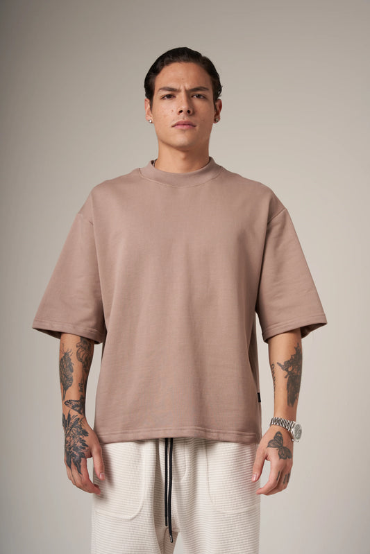 Camiseta Boxy Fit 300 Gramos Caqui