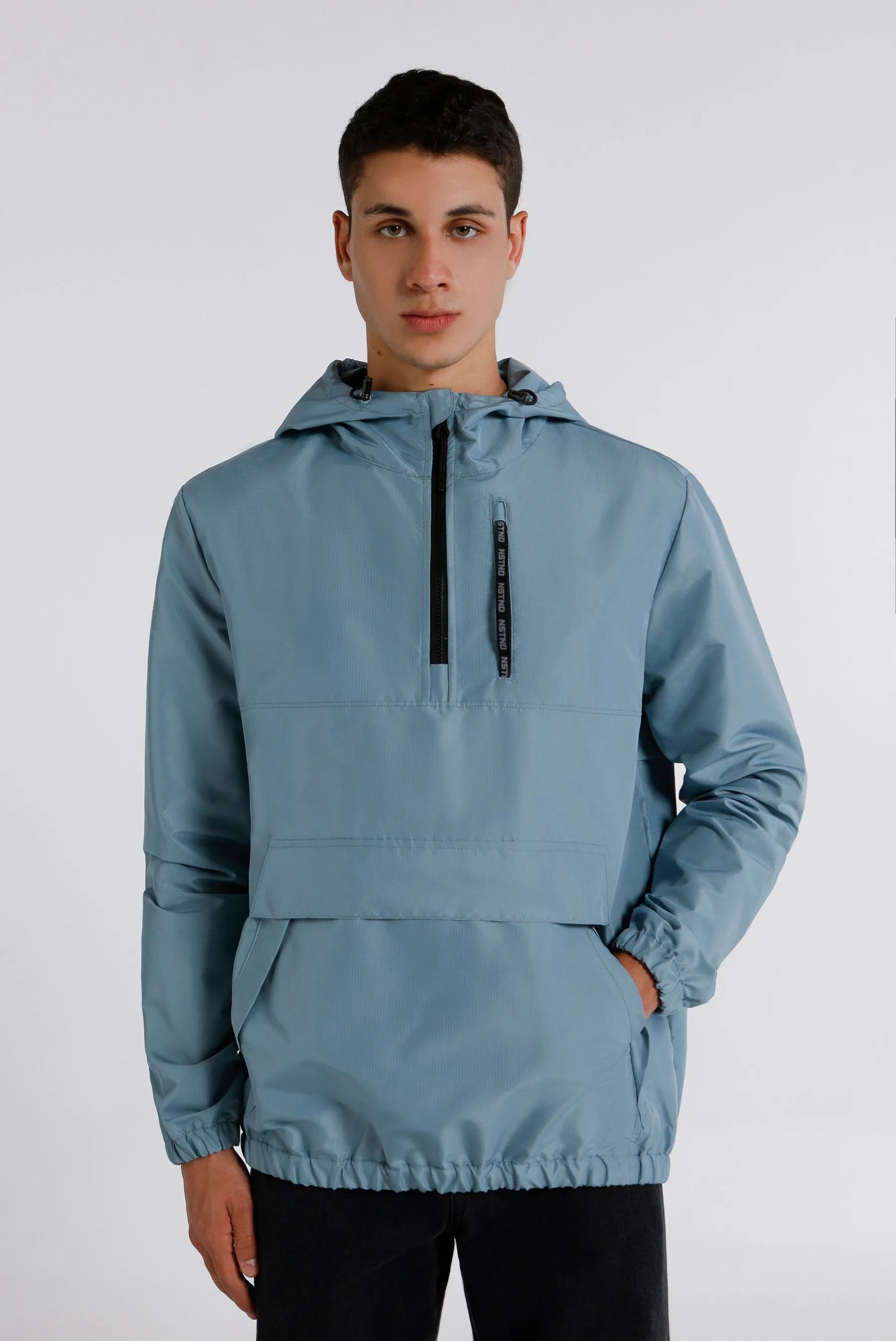 Chaqueta lisa celeste poliéster