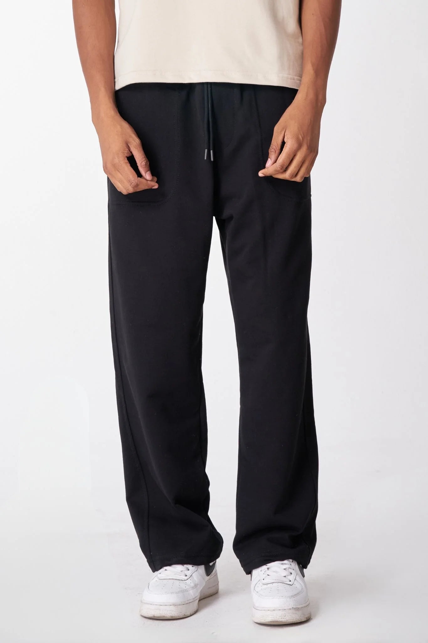 Pantalón Sweetpant French Negro logo en Goma